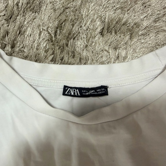 Zara White Cropped Drawstring Tee - Picture 4 of 4